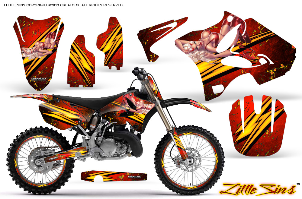 Yamaha YZ125-YZ250 02-12 Graphics Kit Little Sins Red NP Rims